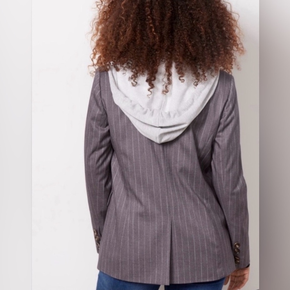 EVEREVE Double-Breasted Blazer Pinstripe Gray White Medium *Blazer ONLY - Picture 9 of 10